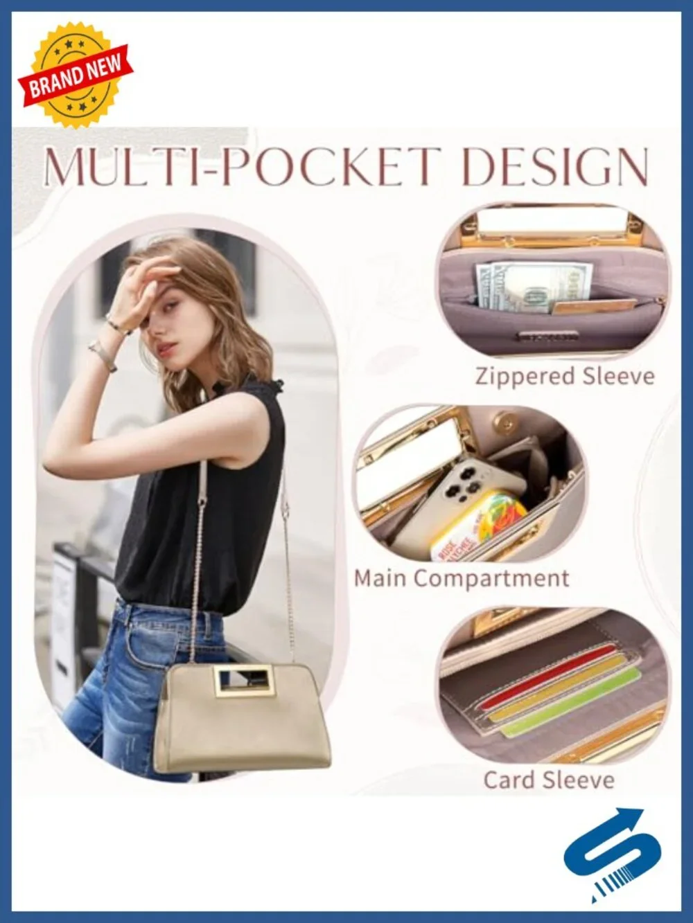Vegan Leather Clutch Purse with Cut-Out Handle Evening Handbag Wedding Party